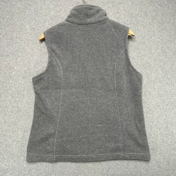 Columbia Fleece Vest Women's Size Large Gray Pink Zip Pockets - Picture 3 of 7
